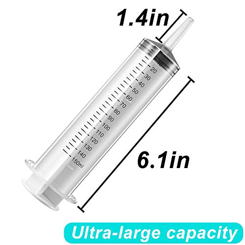 Image of 2 PCS 150 ML Large Syringes, Plastic Garden Industrial Syringes for Scientific Labs, Measuring, Watering, Refilling, Filtration Multiple Uses