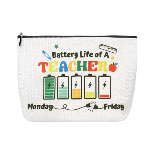 Bolsa de maquiagem de aniversário e Natal para professores, presentes para viajantes, cosméticos, higiene pessoal, cuidados com a pele, presentes para jogadores de hóquei em campo, Branco, Small