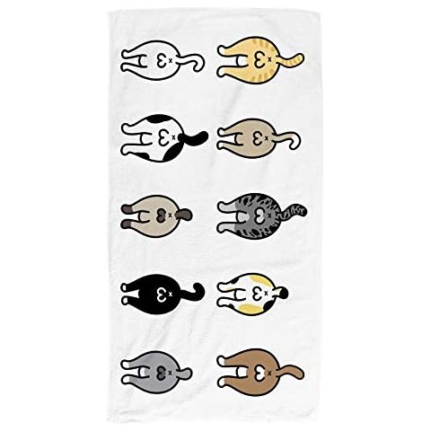 Kuizee Microfiber Hand Towel Face Towels ﻿Cartoon Cat Butt Quick-Dry Absorbent Ultra Soft Bathroom Kitchen 30X15 Inch Cover