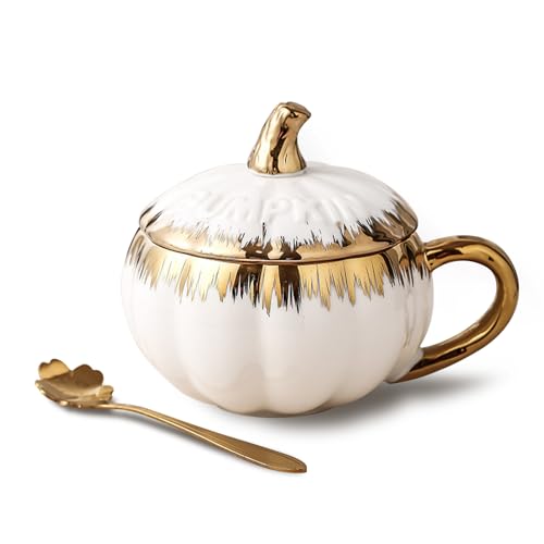 Ceramic Coffee Mug with Spoon & Lid, 10.5 oz...