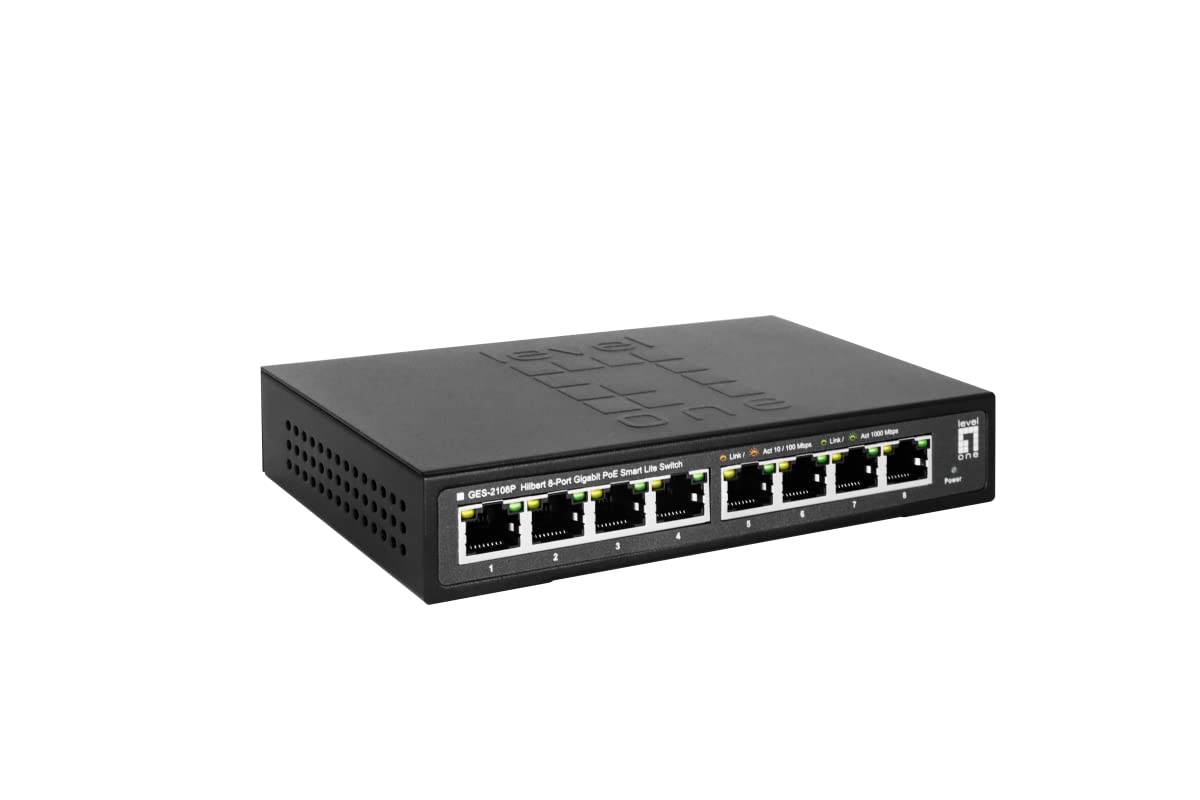 Levelone Hilbert 8-Port Gigabit Poe Smart Lite Switch - 802.3at/af Poe - 8 Poe Ausg?nge - 112.8w PoE-Leistungsbudget (geS-2108p)