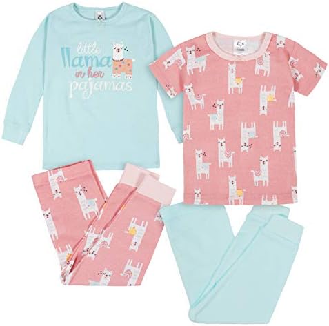 Gerber Baby Girls 4-Piece Pajama Set, Llama, 3T US