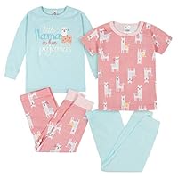 Gerber Baby-Mädchen-Pyjama-Set, 4-teilig, Little Llama Pink, 18 Monate