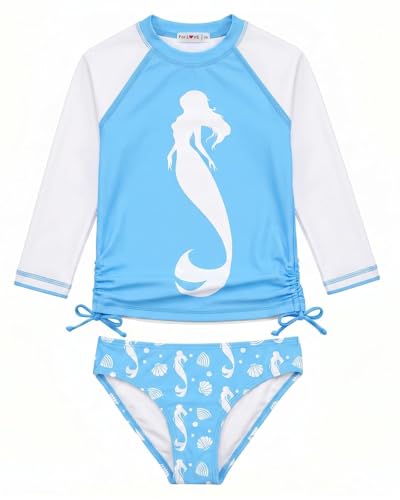 Image of weVSwe Girls Rash Guard Set 2-Piece UPF 50+ Sun Protection Swimsuit 2T-14 Years
