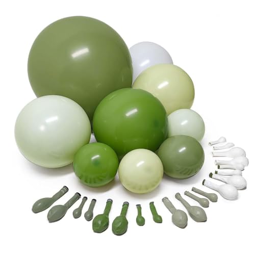 Image of Green Balloon Arch Kit Double Stuffed Olive Dusty Sage Green White Balloons Pastel White Avocado Balloon Garland For Baby Shower Birthday Bridal Shower Wedding Woodland Wild One Party Decoration