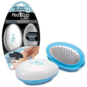 PedEgg Classic Callus Remover, As Seen On TV, New Look, Safely and Painlessly Remove Tough Calluses & Dry Skin to Reveal Smooth Soft Feet, 135 Precision Micro-Blades, Traps Shavings Mess-Free