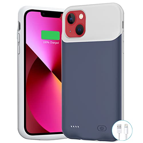 Battery Case for iPhone 13 Mini/12 Mini Upgraded 7000mAh Slim Portable Rechargeable Protective Charging Case Compatible with iPhone 13 Mini/12 Mini (5.4 inch) Extended Battery Pack Charger Case-Blue