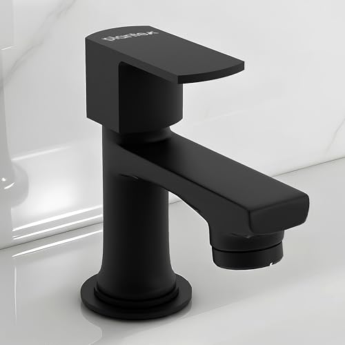 Image of Plantex Pillar Tap for Wash Basin with Water Saving Aerator and Brass Spindle /Quarter Turn Basin Tap with Teflon Tape /Pillar Cocke for Wash Basin - Pack of 1 (Saga, Black)