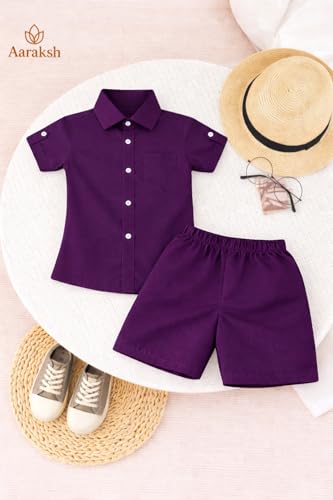 Image of Boys Shirt & Shorts Co-ord Set Kids Regular Wear Clothes Outfit
