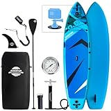Aufblasbares Stand Up Paddling Board 329 cm – Inflatable SUP Paddle Board, bis 230 kg - Action-Kamera Halterung - Allround, UltraStabil & Wendig für Anfänger & Erfahrene, Freizeit & Yoga - Lagunenblau