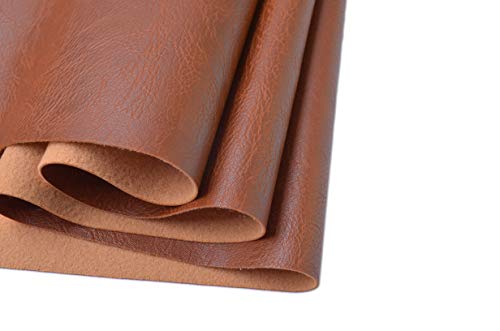 Image of Wento Thick 1 Yard Faux Leather Soft Skin Grain PU Fabric for Furniture Cover, Reupholster Sofa Chairs, Cushions, Vinyl Upholstery (1 Yard, Cinnamon Brown)