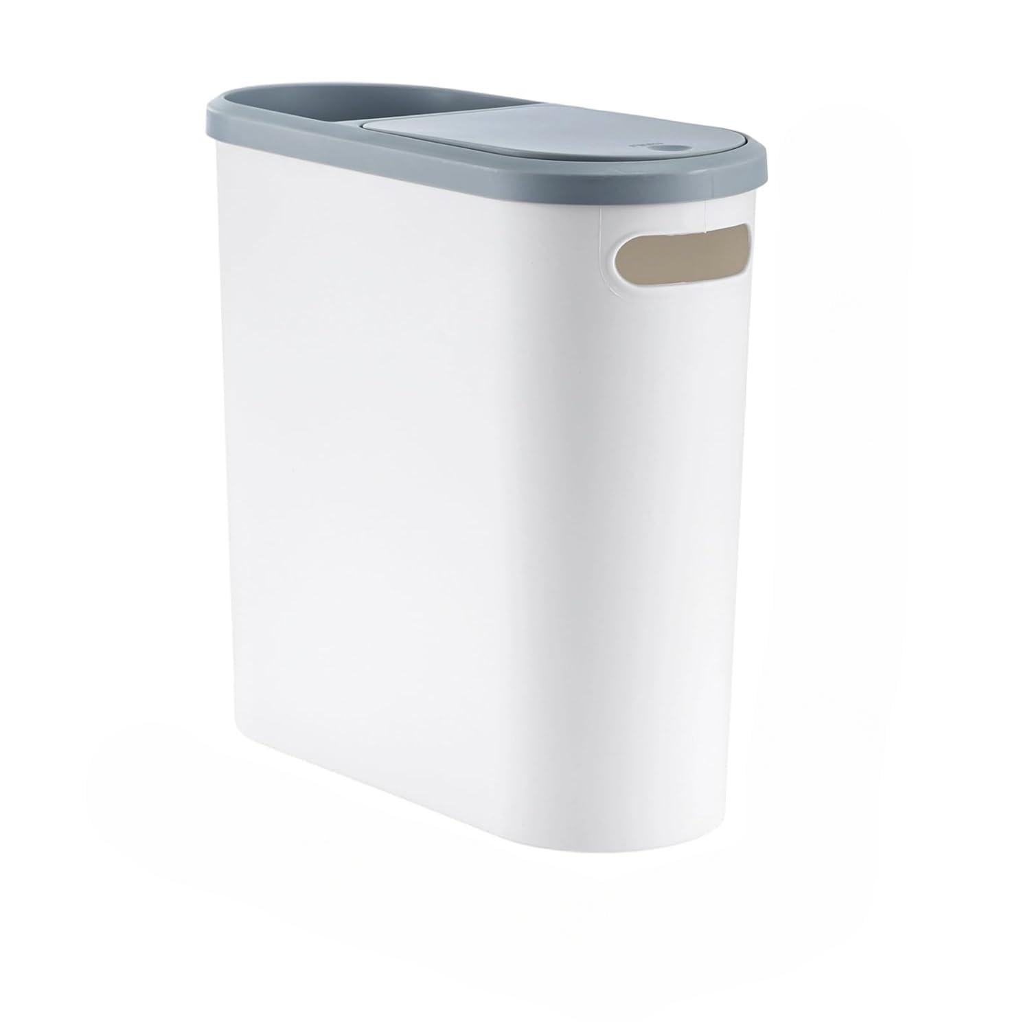 TerraNook 10L Narrow Slim Trash Can with Lid - Compact, Heavy-Duty Plastic Waste Bin for Bathroom, Toilet, Kitchen, Bedroom & Office, White