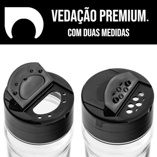 Kit 30 Potes para Tempero 120ml Tampa Dupla + Etiqueta e Caneta para Identificação