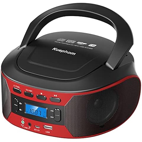Kuephom Portable CD Player Boombox with Bluetooth, FM Radio with CD Player Combo,CD Boombox with AUX/USB Playback and Earphone Jack.CD Players for Home with Stereo Speakers,Battery or AC Powered. Cover