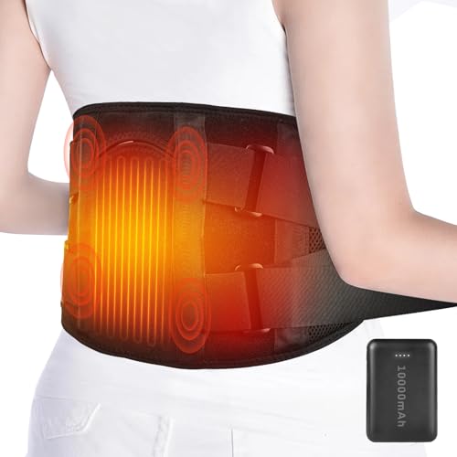 Cordless Back Heat Pad for Back Pain Relief, 10000mAh Portable Heated Back Warmer with Adjustable Straps, Lower Back Massager with 3 Heating Levels, Heating Waist Belt for Period, Gifts