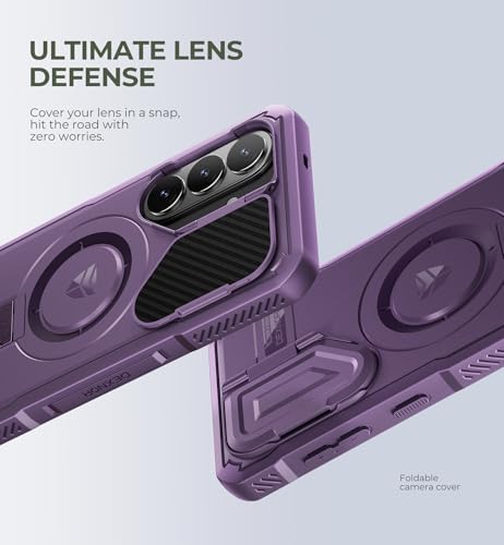Image of Dexnor for Samsung Galaxy S26 Case with Camera Cover & Adjustable Kickstand & Screen Protector, Compatible with MagSafe, Rugged Shockproof Bumper Cases Magnetic Protective Cover(2026),Phantom Purple