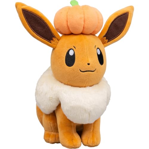 Image of Pokemon Eevee Plush with Pumpkin - 8-Inch Eevee Plush with Unique Accessory