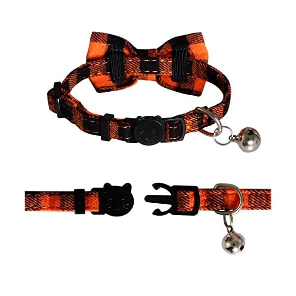 Stmk 2 pack holiday cat bandana collar with bell, breakaway halloween thanksgiving day fall cat kitten bandana collar with bell & diy pumpkin maple leaf for holiday cats kittens costume decorations - image 3