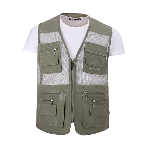 Image of Hbufnha Mens Mesh Lightweight Vest Outdoor Work Fishing Hunting Extra Pockets Vest