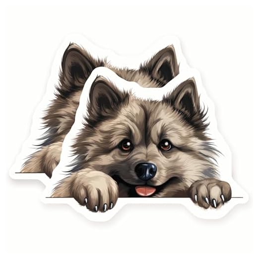 Keeshond Stickers - Dog Breed - Cute Dog Decal - 2 Pack - 5" Wide Design - Adheres to Laptops, Tumblers, and More - Made in The USA - AQS4961
