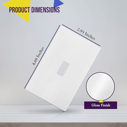 Image of ENERLITES Screwless Toggle Switch Wall Plate, Child Safe Light Switch Cover, Standard 1-Gang 4.68 inch x 2.93 inch, Unbreakable Polycarbonate Thermoplastic, UL Listed, SI8811-W-10PCS, Glossy White, 10 Pack