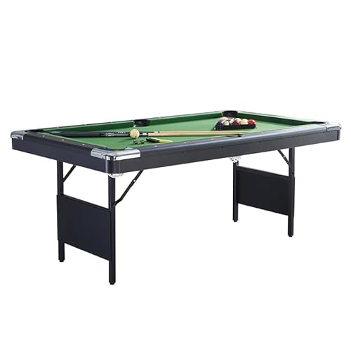 S.Q.F 7 ft Pool Table,Home & Professional Use Portable Foldable Heavy-Duty Wooden Frame Pool Table, Billiards Table, Includes 2 Cues,Full Set of Balls, Triangle Rack Chalk (Green, 7ft)