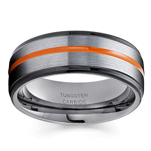 Orange Tungsten Ring Engagement Ring Tungsten Carbide Ring 8mm Wedding Ring Comfort Fit2