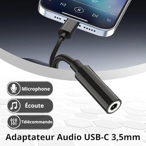 Adaptateur USB C Jack 3,5mm, DAC Hi-FI, Smartphones, Tablettes – vue 4