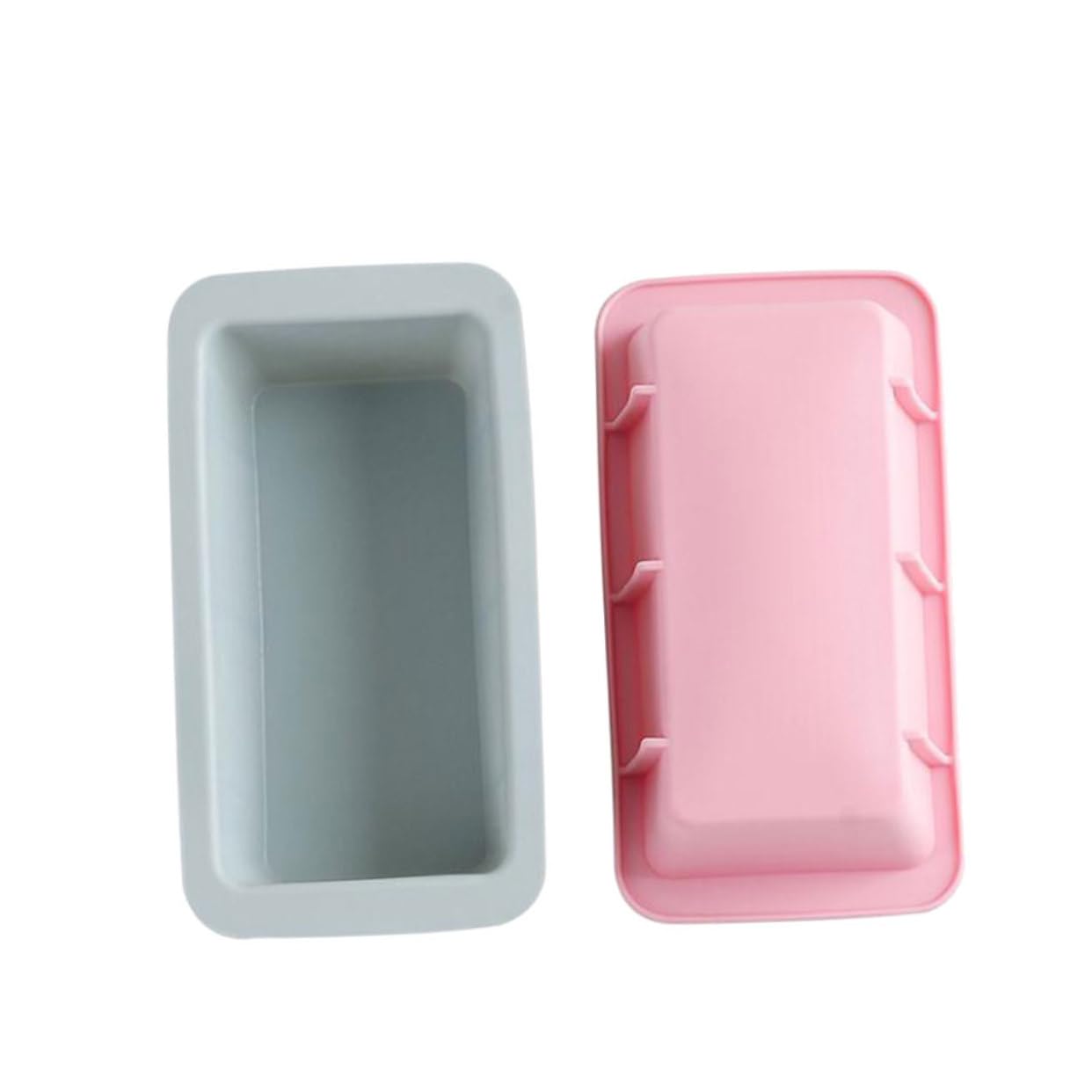 KICHOUSE 2-piece Set Baking for Cakes Bread Rectangular Toast Silicone Cake Pan Blue Pink Easy to Use Clean