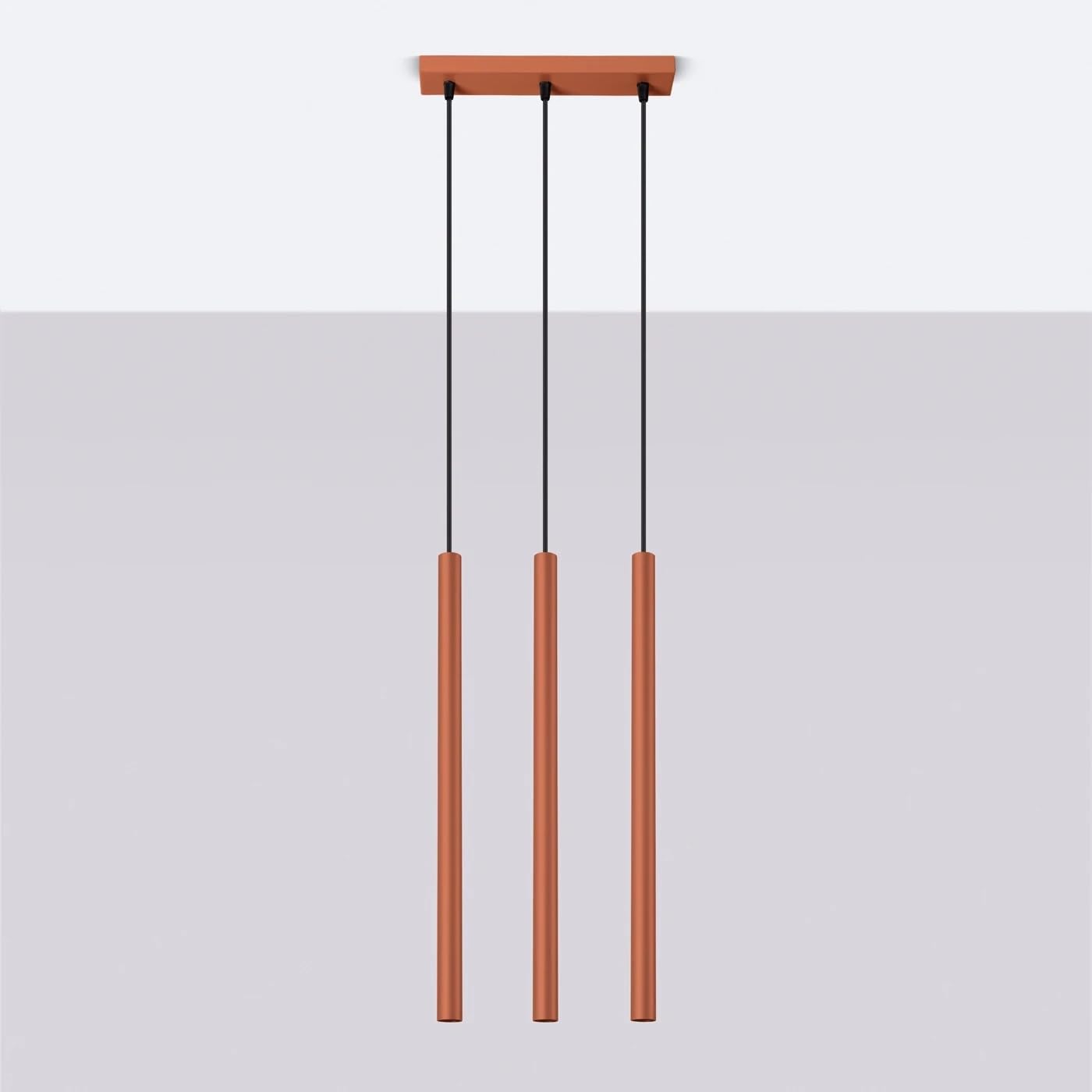 FOSKE Volio 3L | Lampada a Sospensione Lineare 3 Luci G9, Ocra rossa | Lampadario lineare a 3 luci G9, regolabile in altezza, per cucina, soggiorno, sala da pranzo e camera da letto