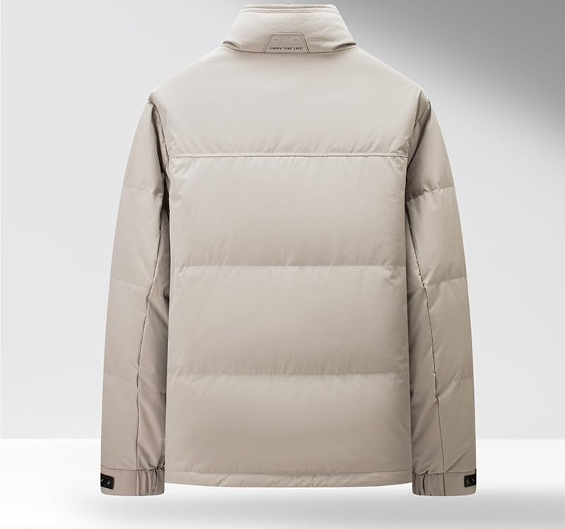 Mens Short Stand Collar Down Jacket Thickened Warm Winter Casual Fashion Outerwear Puffer Coat - Image 3