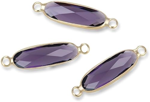 Miniatura 1 de CCP9-G2 - 10 unidades de Adabele grado A febrero amatista púrpura piedra natal conector de eslabones de joyería de 0.827 in de largo, chapado en