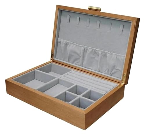 KEuLen Joyero de Madera, Caja Joyero, Joyero Madera, Exhibidor de Pendientes, Anillos, Pulseras, Collares, Soporte de Almacenamiento for Mujeres, Cajas de Anillos for joyería(A)