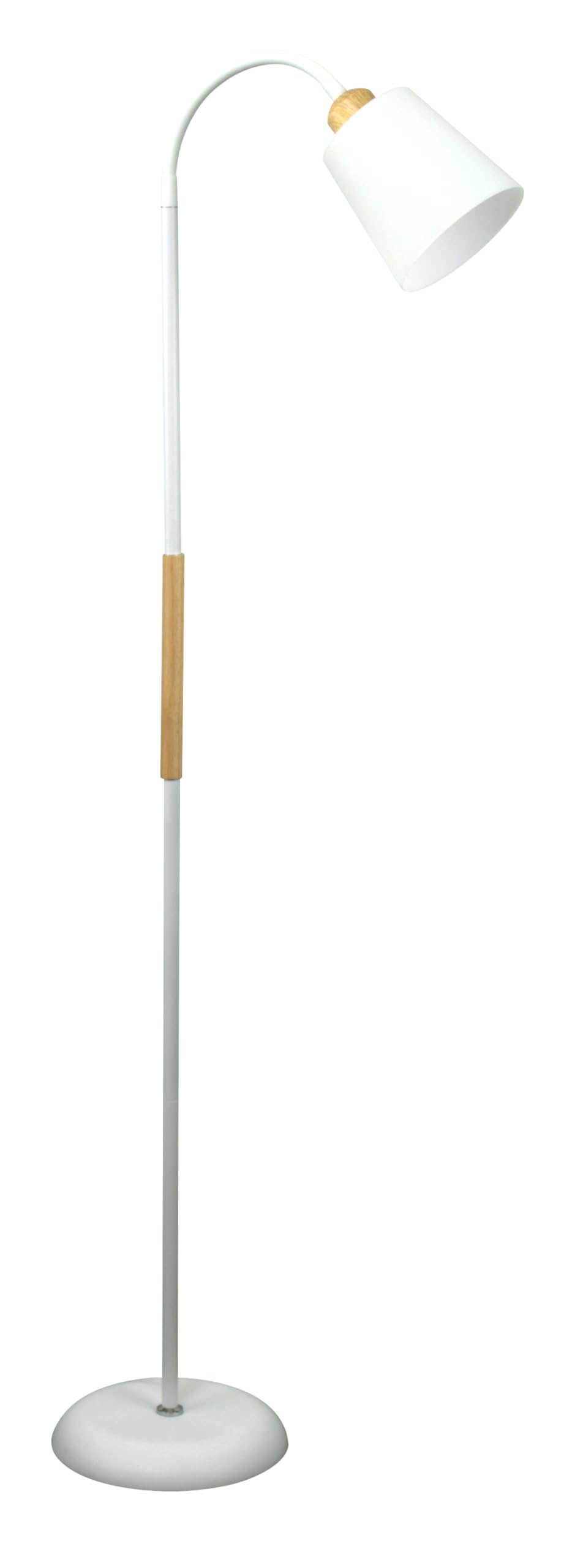 BEL AIR HOME - Pie de Salón SWEDEN - 1xE27 - diseño nórdico - brazo orientable y detalles en madera - lámpara de lectura y comedores, portalámparas E-27 (BLANCO)