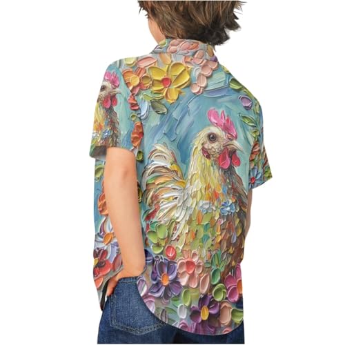 Image of PinUp Angel Funky Casual Hawaiian Shirt Kids Boys Girls Art Oil Painting Animal Pattern Short Sleeve Unisex Beach Shirt