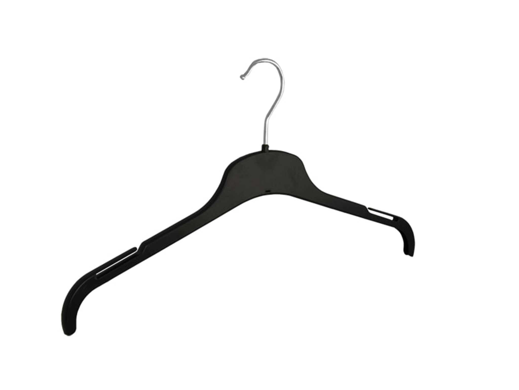 Kleiderbügel, Hemdenbügel, Blusenbügel, 50er Set, Kunststoff, Schwarz, Rockkerben, Bluse, Shirt, Hemd, Jacke, Rock, 360° Drehbarer Haken, 43 cm (TU43_00/50)