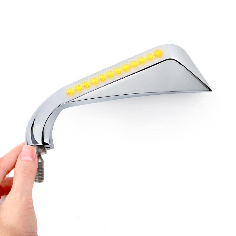 Amazon | KiWAV アックス LED付きバイクミラー アルミ製 クロム M10