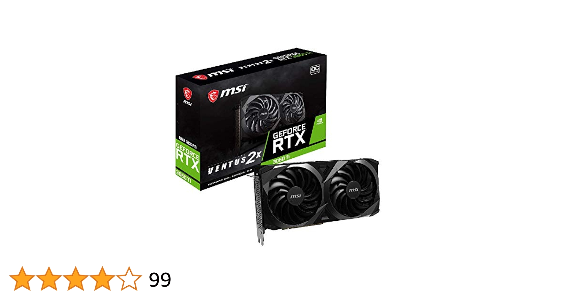 グラフィックボード・グラボ・ビデオカード GeForce RTX 3060 Ti VENTUS 2X 8G V1 LHR Amazon | MSI GeForce RTX 3060 Ti VENTUS 2X OC グラフィックス
