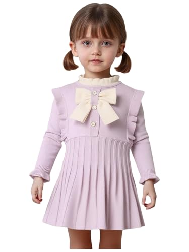 Vestido uniforme escolar de manga larga tejido y suave para niña casual