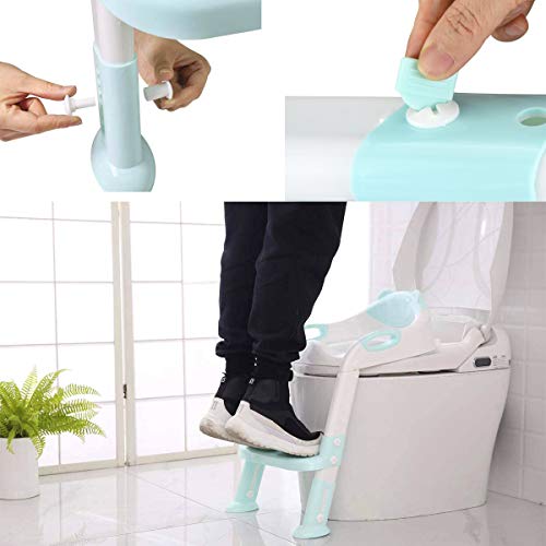 711TEK Potty Training Seat Toddler Toilet Seat with Step Stool Ladder,Potty Training Toilet for Kids Boys Girls Toddlers-Comfortable Safe Potty Seat Potty Chair with Anti-Slip Pads Ladder (Blue)