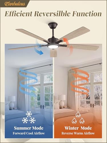Image of Fanbulous 60 Inch Ceiling Fans with Lights and Remote, Stepless Color Temperature Change & Dimmable 20W LED Ceiling Fan, 6 Speeds Reversible Quiet DC Motor for Bedroom, Living Room, Oil Bronze