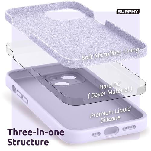 SURPHY Compatible with iPhone 13 Case with Screen Protector, (Camera Protection & Soft Microfiber Lining) Liquid Silicone Phone Case 6.1 inch 2021, Light Lavender by SURPHY - Used condition - Image 5