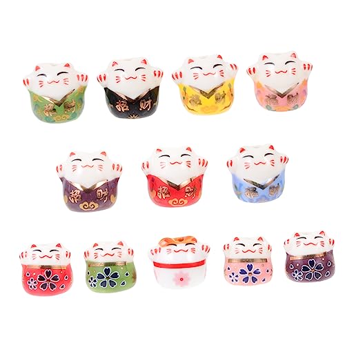 NUOBESTY - NUOBESTY Ceramic Cat Beads Maneki Neko Porcelain Diy Beads for Jewelry Making Keychain Pendant Craft Accessories 12 Pieces - -14%