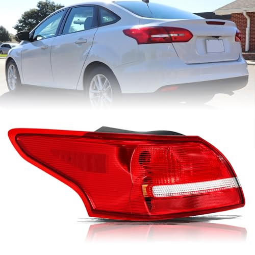 Image of Aosky Halogen Tail Light Assembly Fit for 2015-2018 Ford Focus Sedan | Rear Taillight Brake Signal Lamp with Bulbs Left Driver Side