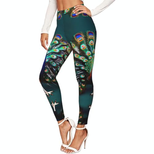Leggings con estampado de pavo real para mujer ideal para gimnasio y fitness