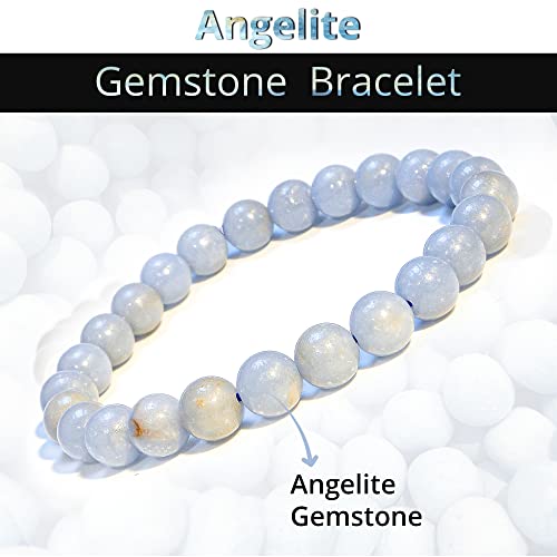 Image of ANAYA AGATE Healing Crystal Bracelet for Women and Men - 8mm Round Beaded Bracelet for Men and Women - Unisex Stretchy Gemstone Bracelet for Healing and Protection