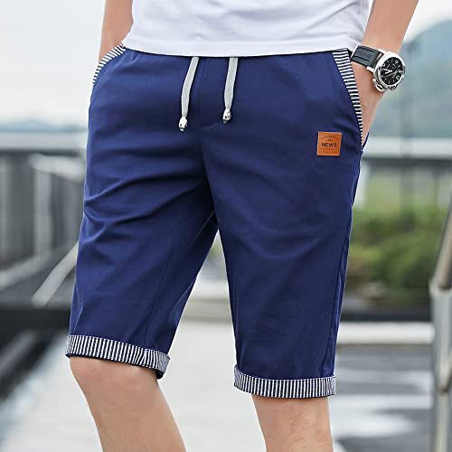Big Boy's Shorts Casual Classic Fit Drawstring Summer Beach Shorts With Elastic Waist And Pockets Navy Blue 12 M #TOP3