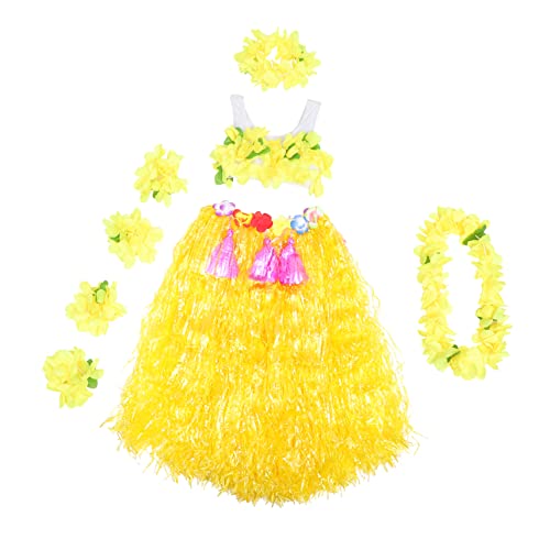LIFKOME 6pcs Costumes Whistle Party Favors for Hawaii Outfits Tropical Party Necklace Hawaiian Party Hawaii Garland Hawaiian Outfits for Women Hawaiian Skirt Costume Yellow