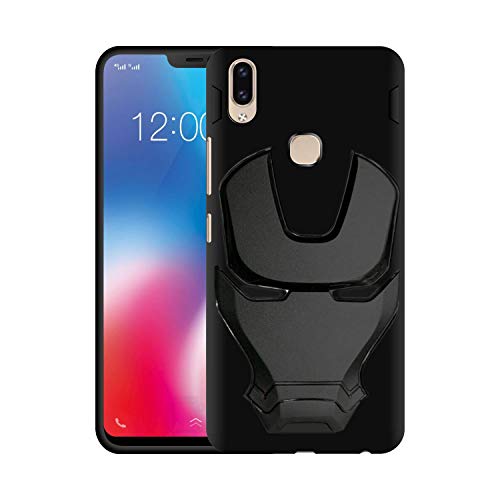 Image of COVERLY Official 3D Touch Feel Trending Marvel Avengers Logo Mask Soft Rugged Grip Silicone Iron Man Super Power Cartoon Movie Engraved Silicone Matte Back Cover for Xiaomi Mi A2 -Black