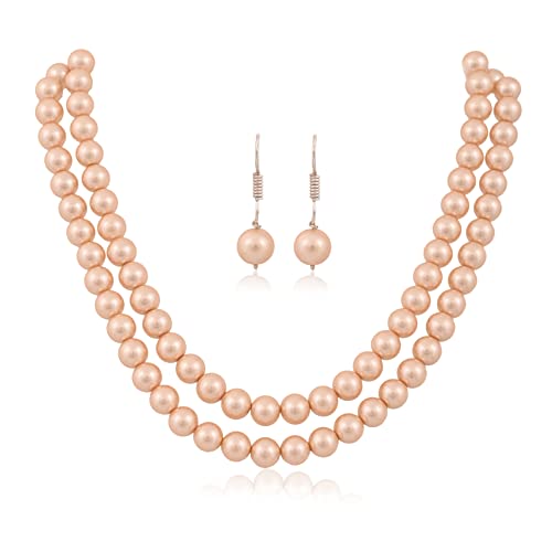 Ratnavali Jewels Imitation Pearl 10MM Bead Size Double Strand Nec...